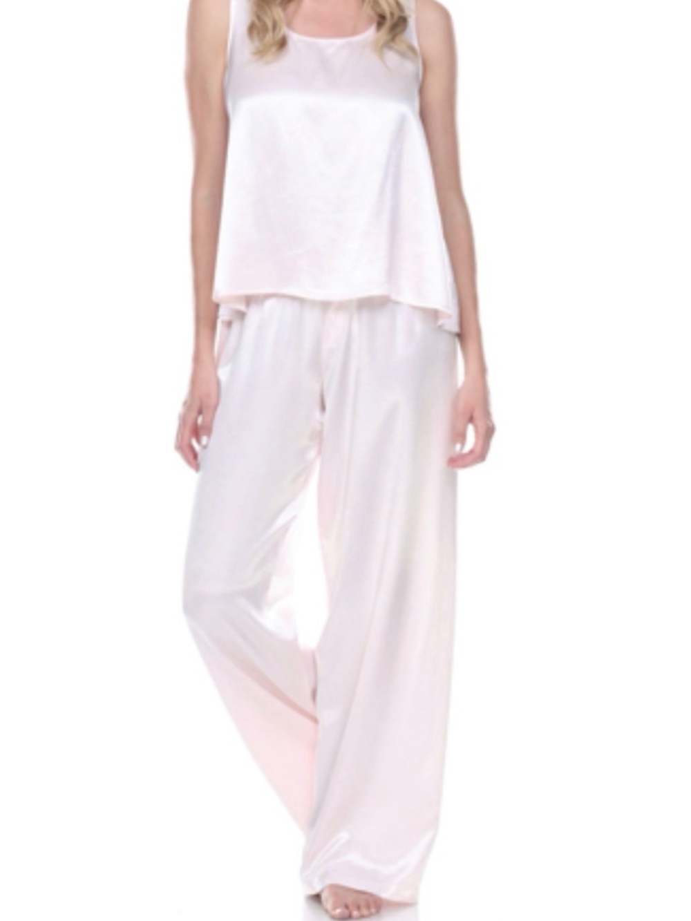 PJ Harlow satin tank/pant cream colored pjs